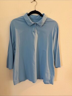 Classic Light Blue Long-Sleeve Polo Top